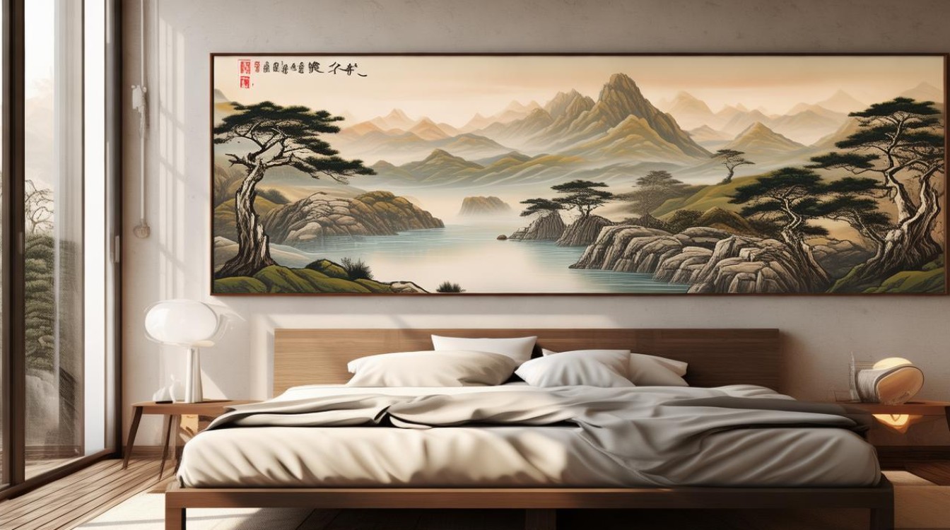 山水画挂卧室